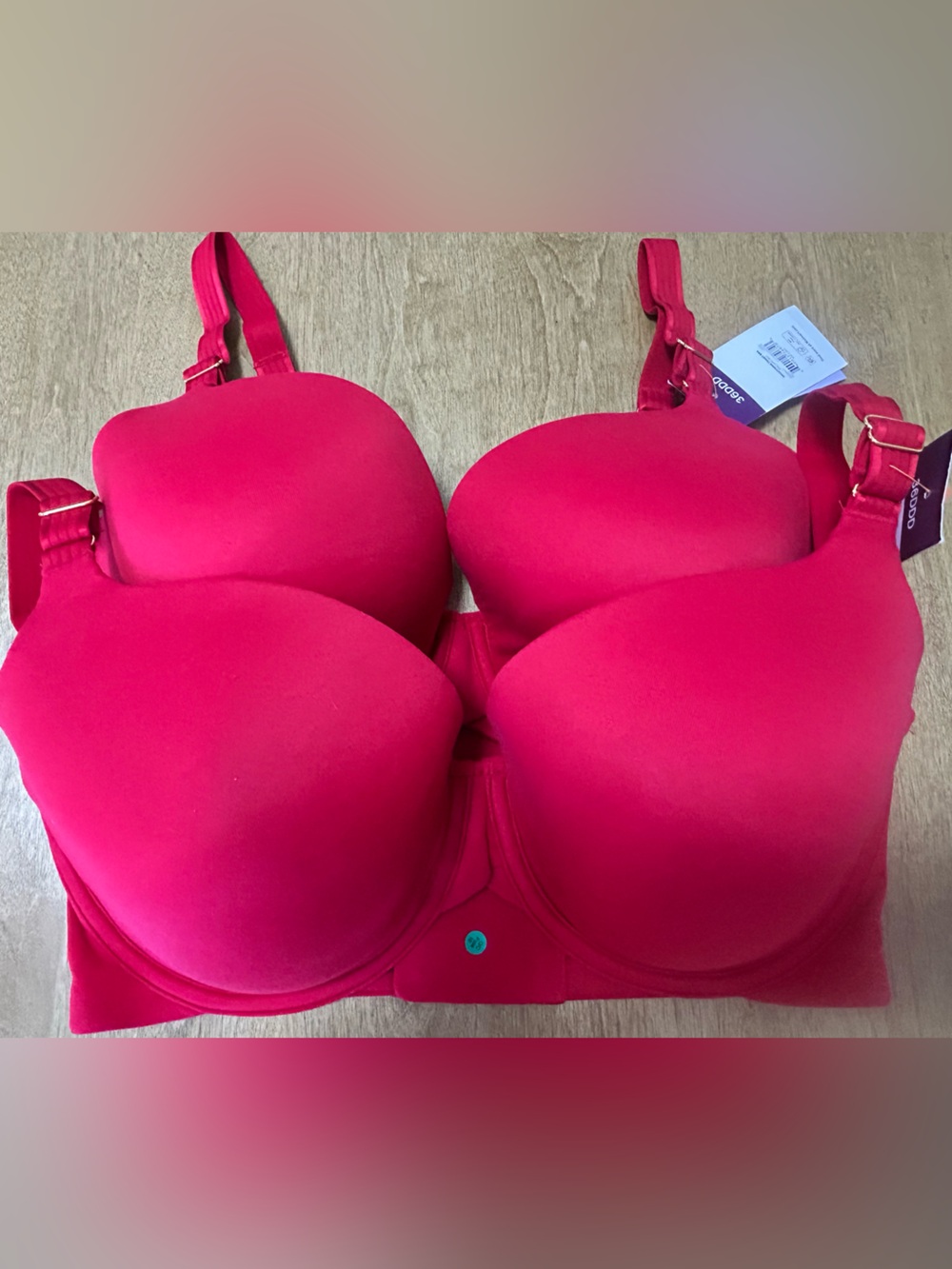 2 Pk Underwire T-Shirt Bra - Brilliant Red 
Converts to Racerback
